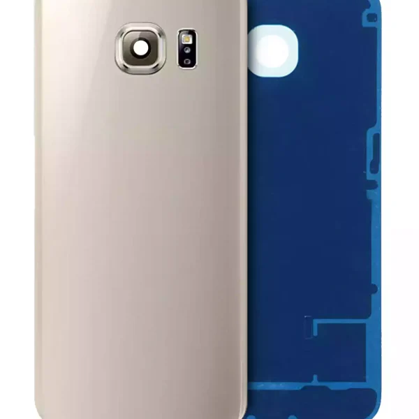 Samsung Galaxy S6 Edge İle Uyumlu Arka Kapak Camı Kamera Lensiyle Uyumlu (Servis Paketi) (Altın)