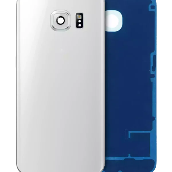 Samsung Galaxy S6 Edge İle Uyumlu Arka Kapak Camı Kamera Lensiyle Uyumlu (Servis Paketi) (Beyaz)
