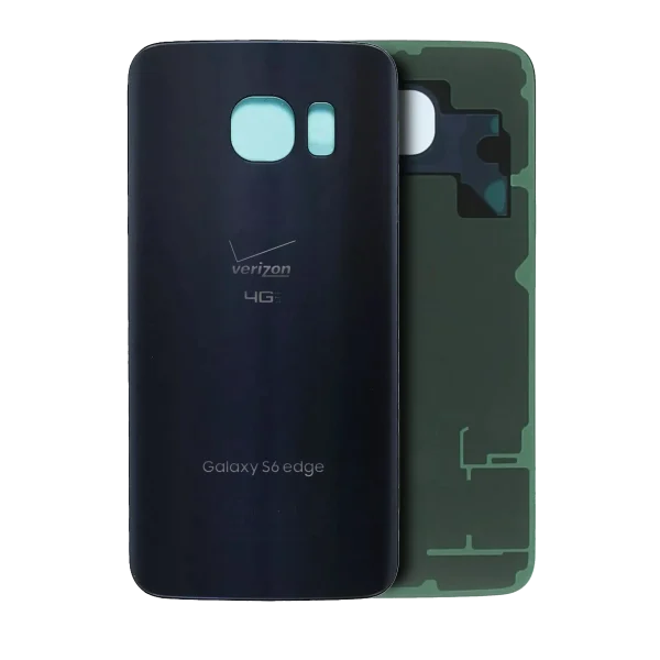 Samsung Galaxy S6 Edge İle Uyumlu Arka Kapak Camı (Verizon Logo) (Servis Paketi) (Siyah Safir)