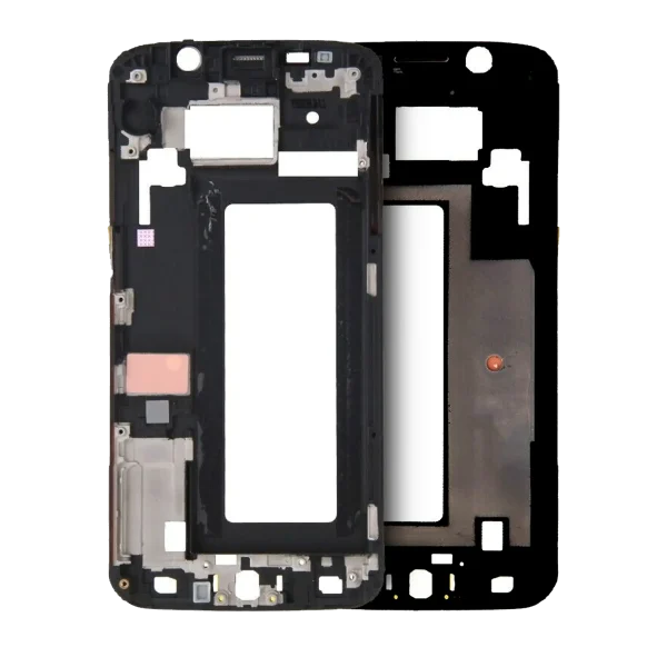 Samsung Galaxy S6 Edge İle Uyumlu Orta Çerçeve Muhafaza (Küçük Parçalarla) (Servis Paketi) (Siyah Safir)