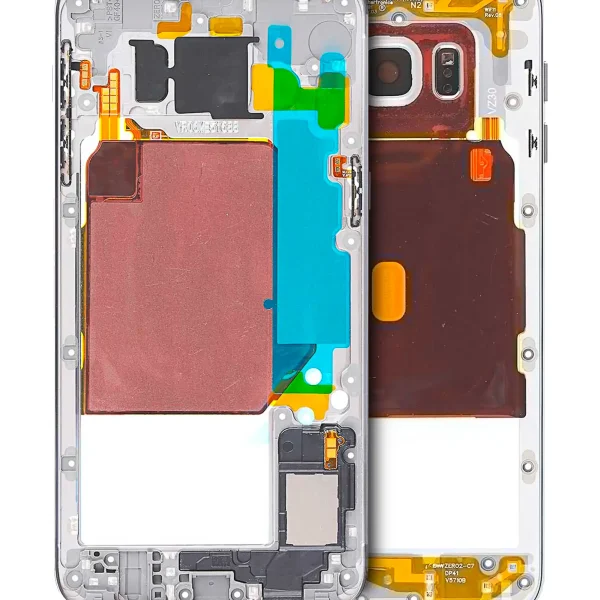 Samsung Galaxy S6 Edge İle Uyumlu Plus Orta Çerçeve Muhafaza (Küçük Parçalarla) (Beyaz İnci)
