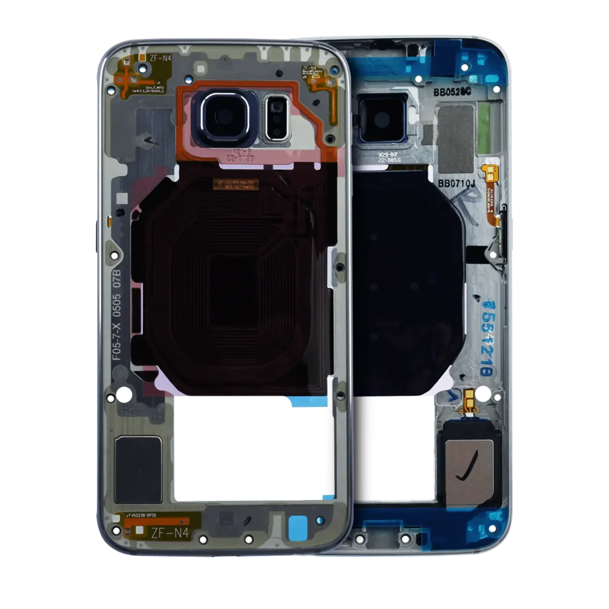 Samsung Galaxy S6 İle Uyumlu Orta Çerçeve Muhafaza (Küçük Parçalarla) (Servis Paketi) (Siyah Safir)
