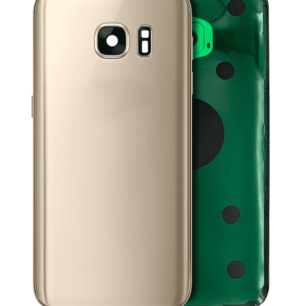 Samsung Galaxy S7 Arka İle Uyumlu Kapak Camı Kamera Lensiyle  (Aftermarket Plus) (Altın Platin)