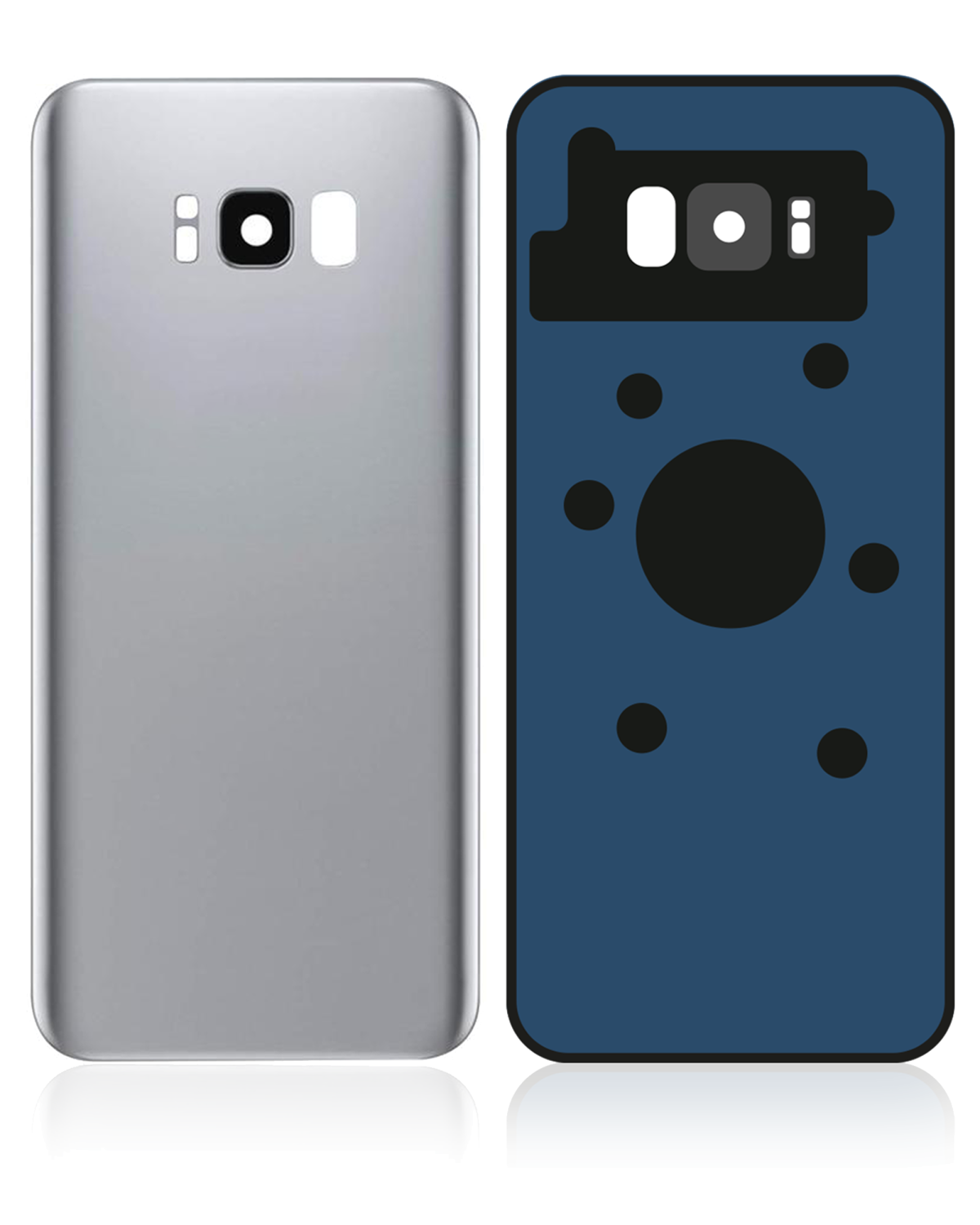 Samsung Galaxy S8 Arka İle Uyumlu Kapak Camı Kamera Lensiyle  (Aftermarket Plus) (Arctic Silver) - Görsel 2
