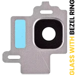 Samsung Galaxy S8 İle Uyumlu (Arctic Silver) Arka Kamera Lensi Çerçeveli Halkalı