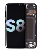 Samsung Galaxy S8 İle Uyumlu İçin Çerçeveli ekran (Service Pack) (Gece ​​Yarısı Siyahı)  Orijinal Ekranı
