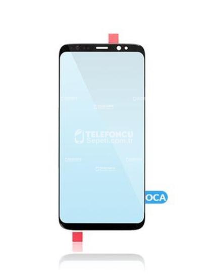 Samsung Galaxy S8 İle Uyumlu Ön Cam OCA Önceden Takılmış (Siyah) (125 um)