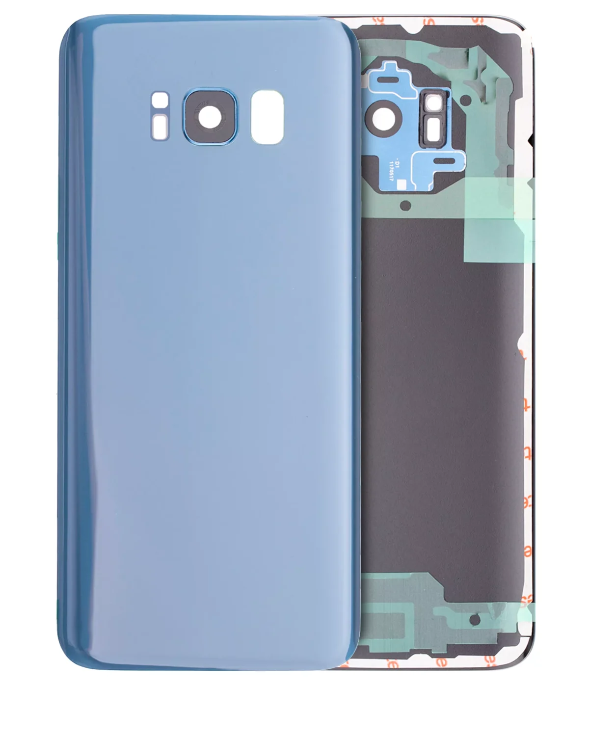 Samsung Galaxy S8 İle Uyumlu (Service Pack) (Mercan Mavisi) Kamera Lensli Arka Kapak Camı - Görsel 3