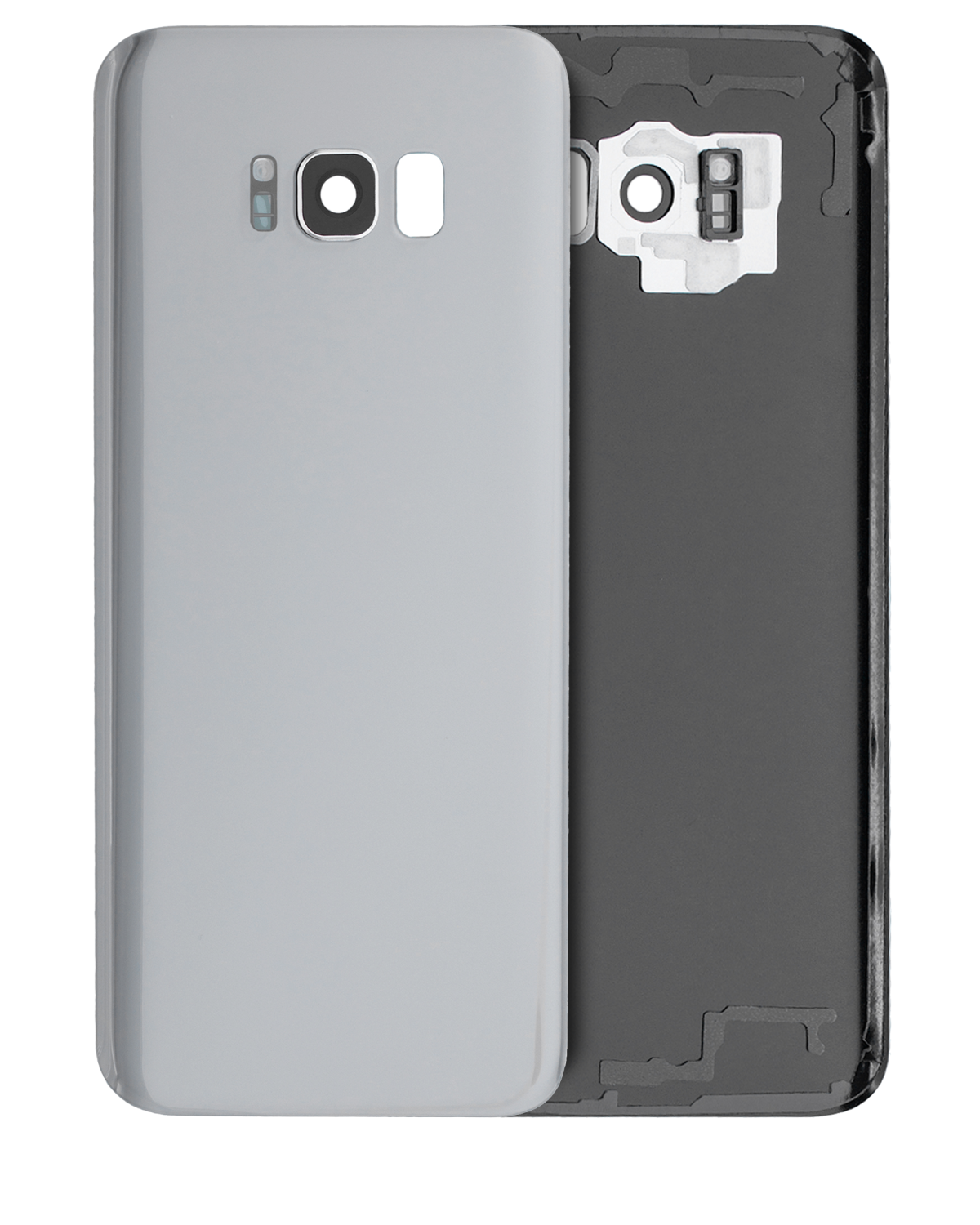 Samsung Galaxy S8 Plus İle Uyumlu Arka Kapak Camı Kamera Lensiyle  (Arktik Gümüş)