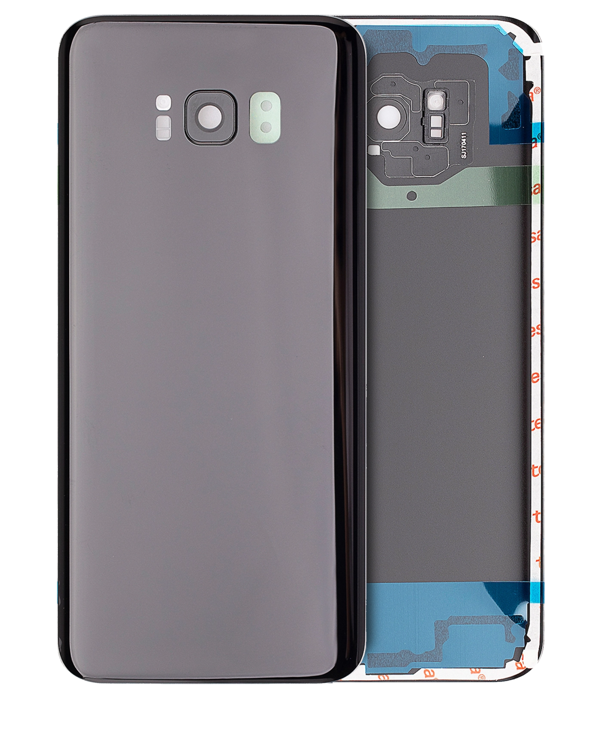 Samsung Galaxy S8 Plus İle Uyumlu Arka Kapak Camı Kamera Lensiyle Uyumlu (Servis Paketi) (Gece ​​Yarısı Siyahı)