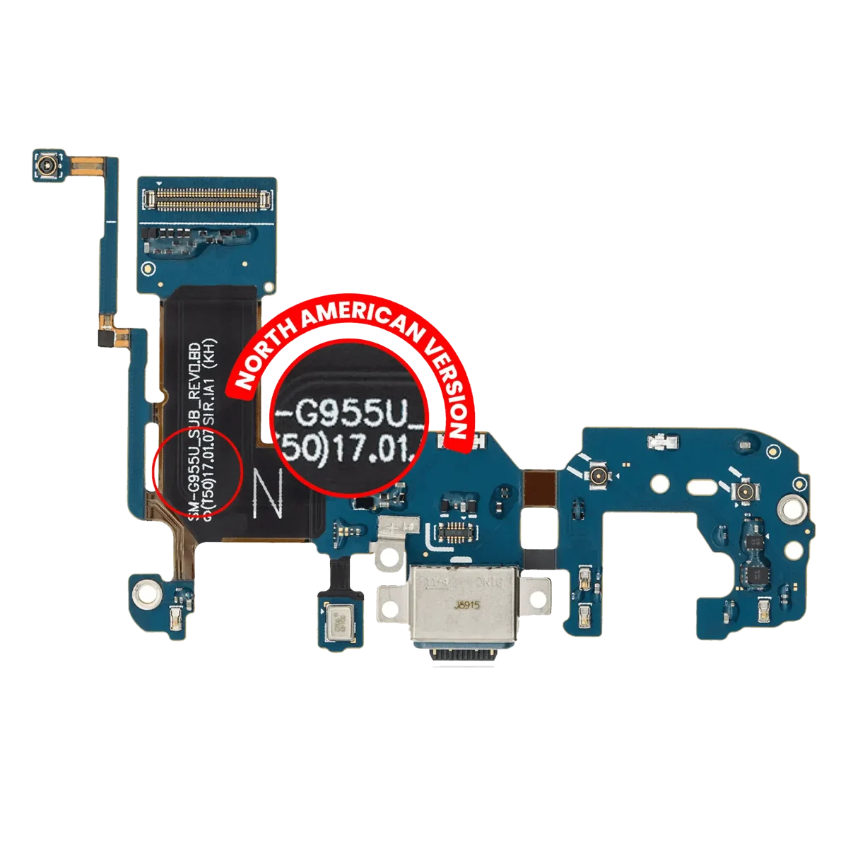 Samsung Galaxy S8 Plus İle Uyumlu (G955U) (ABD Sürümü) (Servis Paketi) Flex Kablolu Şarj Portu