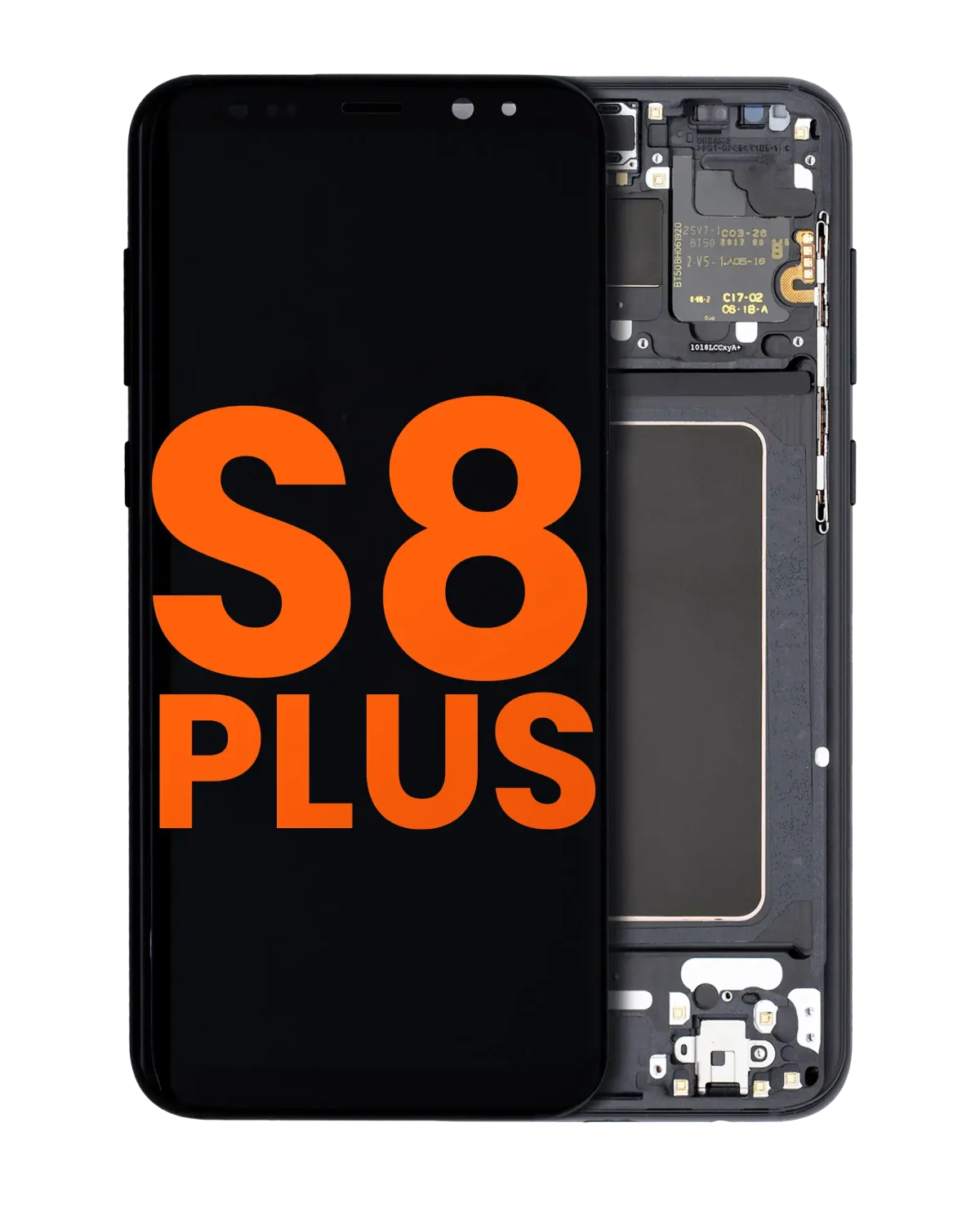 Samsung Galaxy S8 Plus İle Uyumlu İçin Çerçeveli ekran Orijinal Ekranı (Leke: A Sınıfı) (Gece ​​Yarısı Siyahı)