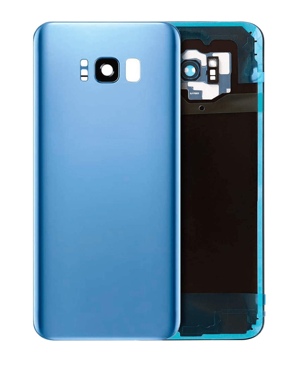 Samsung Galaxy S8 Plus İle Uyumlu İçin Kamera Lensli Arka Kapak Camı  (Mercan Mavisi) - Görsel 5