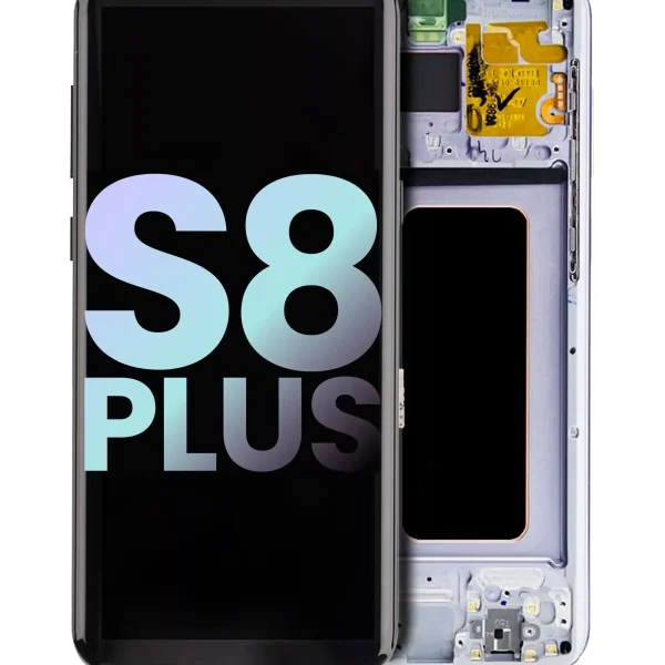 Samsung Galaxy S8 Plus İle Uyumlu (Service Pack) Çerçeveli ekran Orijinal Ekranı (Gri Mor)