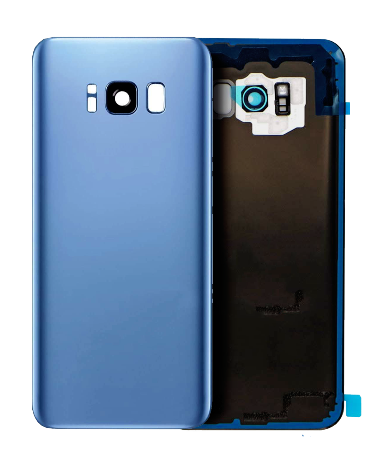 Samsung Galaxy S8 Plus İle Uyumlu (Service Pack) (Mercan Mavisi) Kamera Lensli Arka Kapak Camı