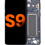 Samsung Galaxy S9 İle Uyumlu İçin Çerçeveli ekran Orijinal Ekranı (Leke: Sınıf D) (Gece ​​Yarısı Siyahı)
