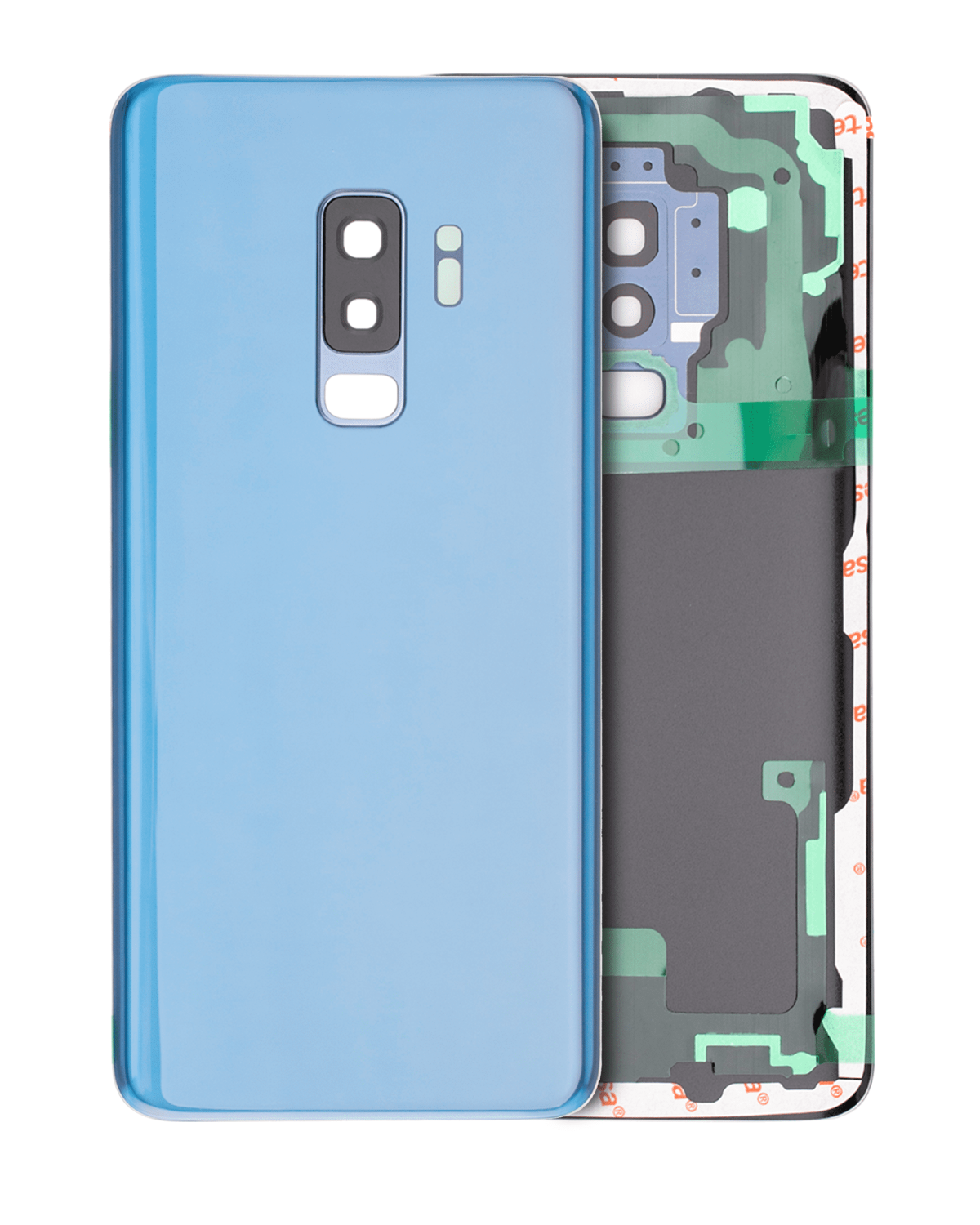 Samsung Galaxy S9 Plus İle Uyumlu Arka Kapak Camı Kamera Lensiyle  (Mercan Mavisi)