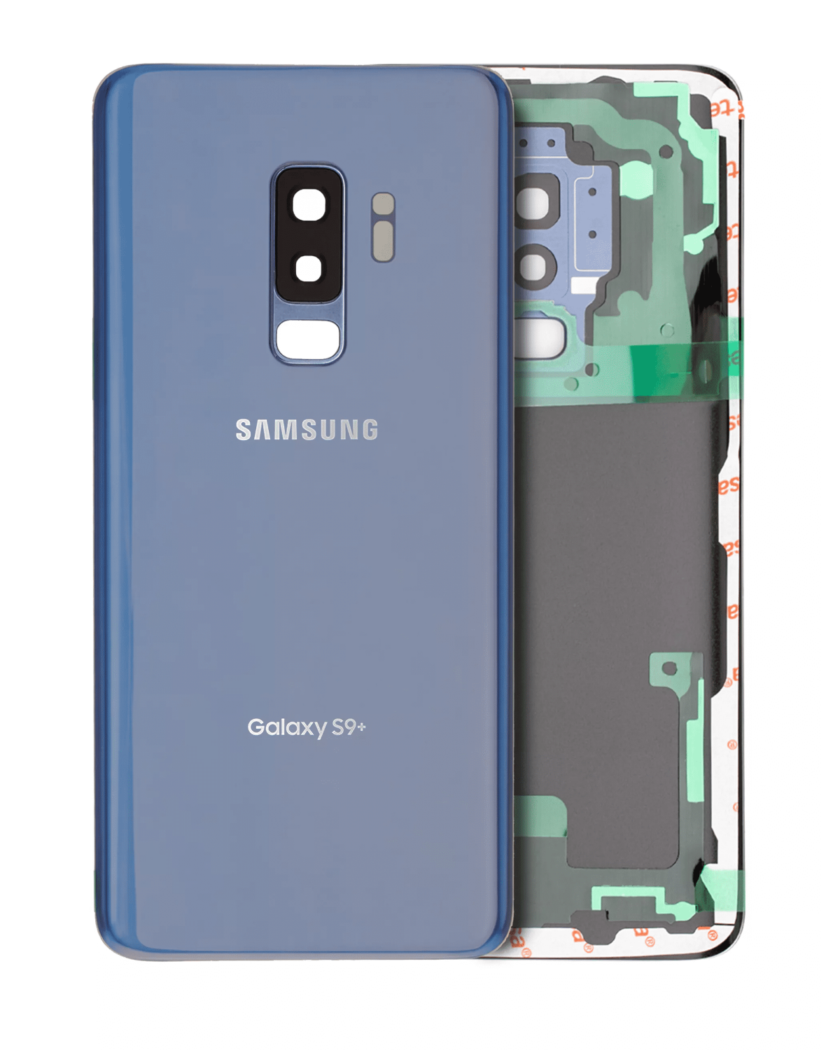Samsung Galaxy S9 Plus İle Uyumlu Arka Kapak Camı Kamera Lensiyle (Service Pack) (Mercan Mavisi)
