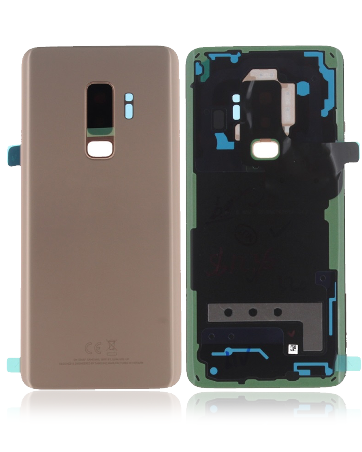 Samsung Galaxy S9 Plus İle Uyumlu Arka Kapak Camı Kamera Lensiyle (Service Pack) (Sunrise Gold) - Görsel 4