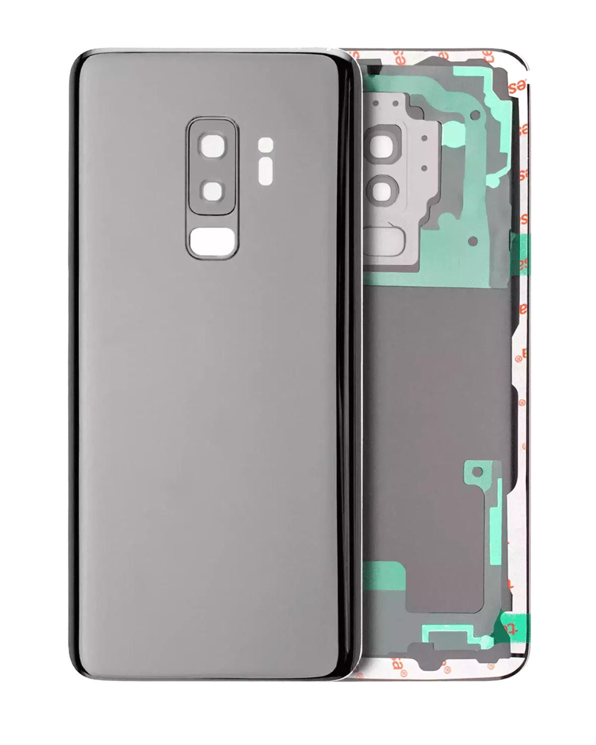 Samsung Galaxy S9 Plus İle Uyumlu Arka Kapak Camı Kamera Lensiyle Uyumlu (Service Pack) (Titanyum Gri)