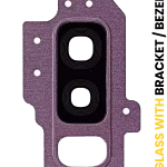 Samsung Galaxy S9 Plus İle Uyumlu Braketli Çerçeveli ekran Arka Kamera Lensi (Mor)