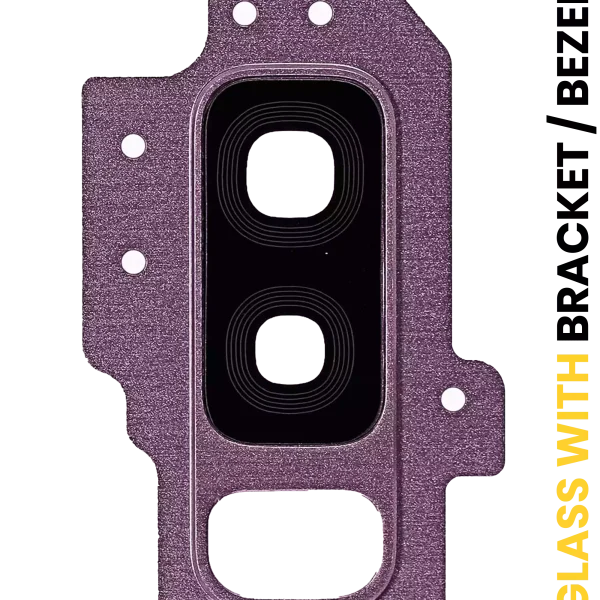 Samsung Galaxy S9 Plus İle Uyumlu Braketli Çerçeveli ekran Arka Kamera Lensi (Mor)