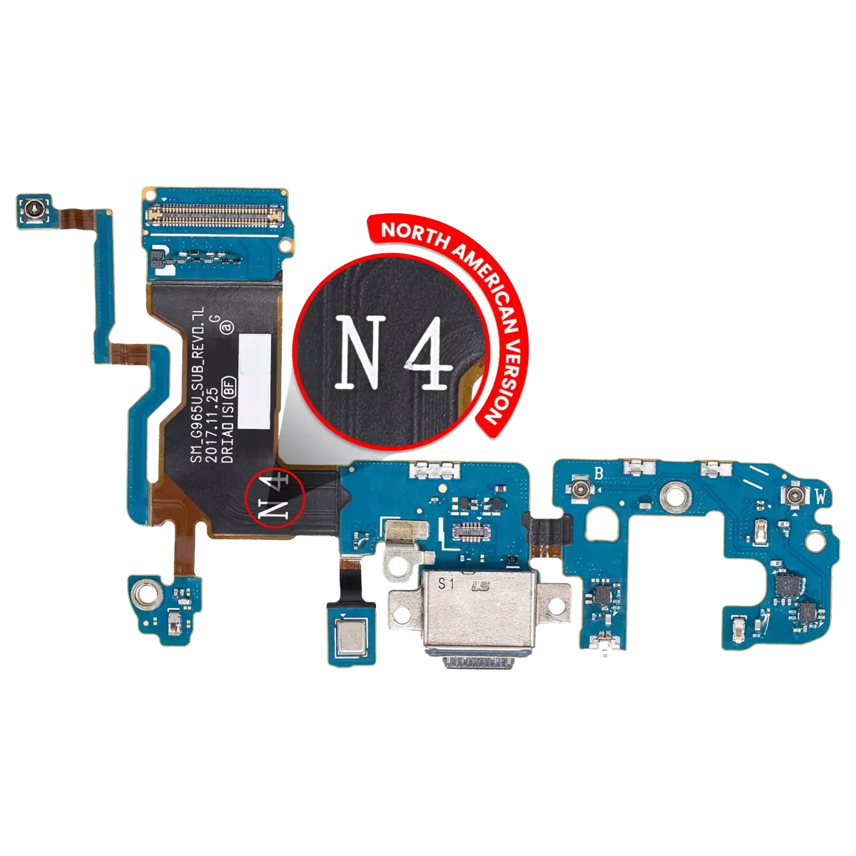 Samsung Galaxy S9 Plus İle Uyumlu İçin Esnek (G965U) (ABD Sürümü) (Servis Paketi)  Kablolu Şarj Portu Uyumlu