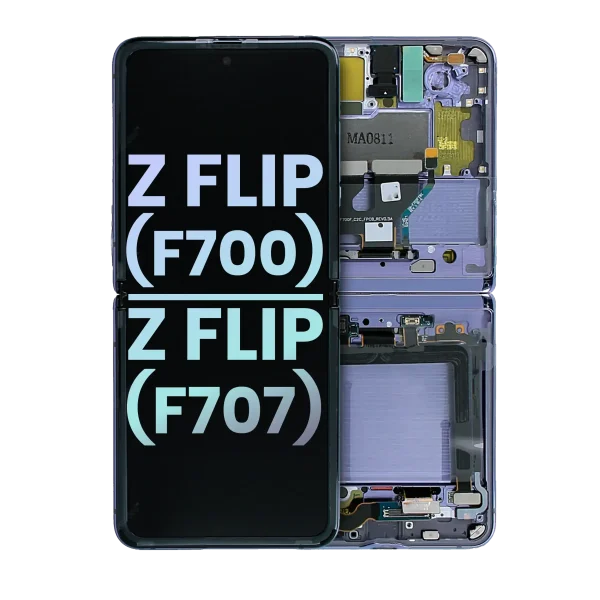 Samsung Galaxy Z Flip 4G (F700) / Z Flip 5G (F707) (Servis Paketi) (Ayna Moru) İle Uyumlu Çerçeveli ekran İç Orijinal Ekranı