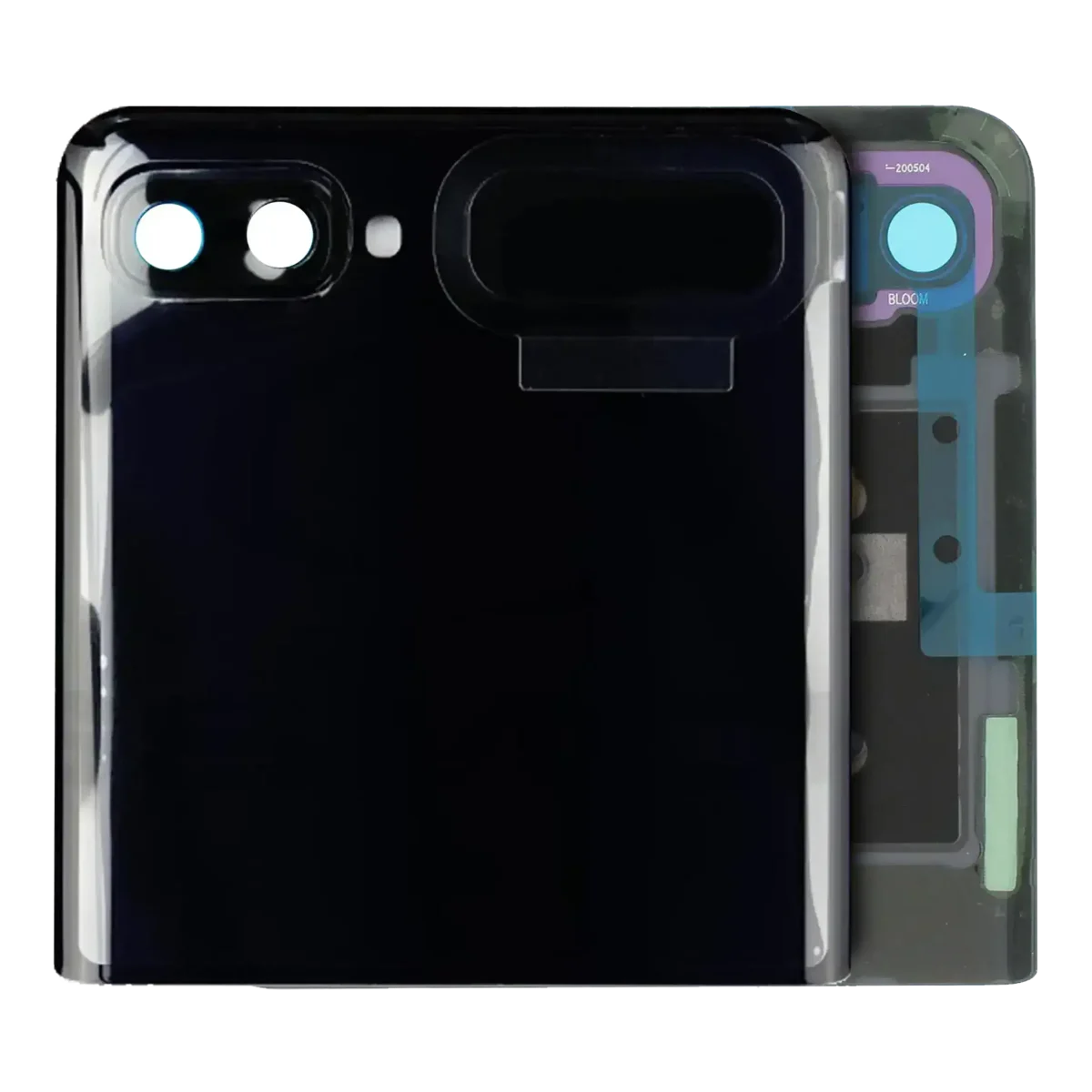 Samsung Galaxy Z Flip 4G (F700) / Z Flip 5G (F707) (Servis Paketi) (Ayna Siyahı) İle Uyumlu Çerçeveli ekran Dış Orijinal Ekranı