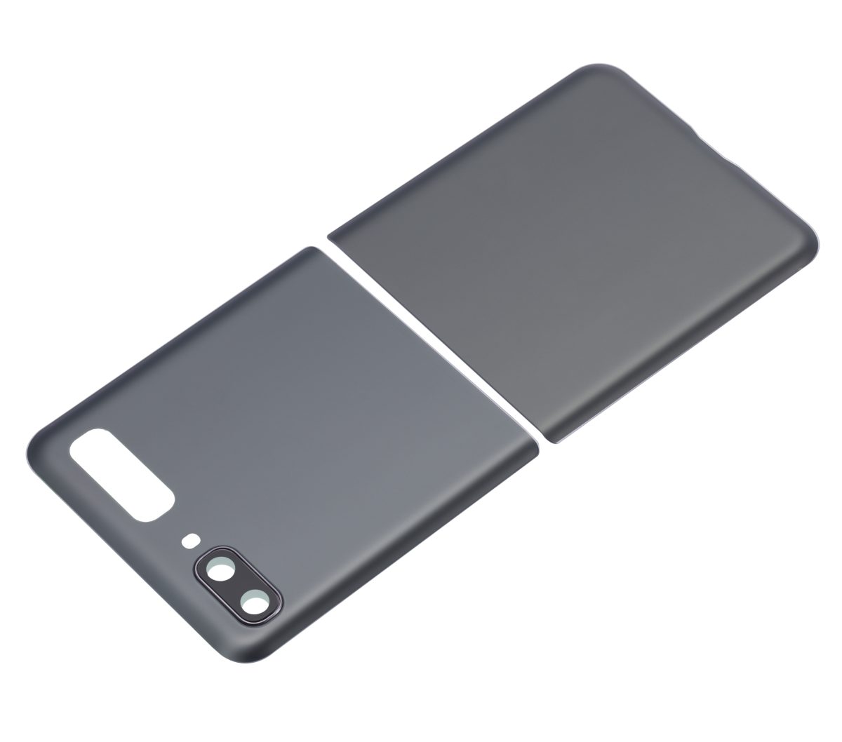 Samsung Galaxy Z Flip 4G Üst ve Alt Arka Kapak Camı Kamera Lensiyle  (F700) / Z Flip 5G (F707) (Aftermarket Plus) (Mystic Gray) - Görsel 5