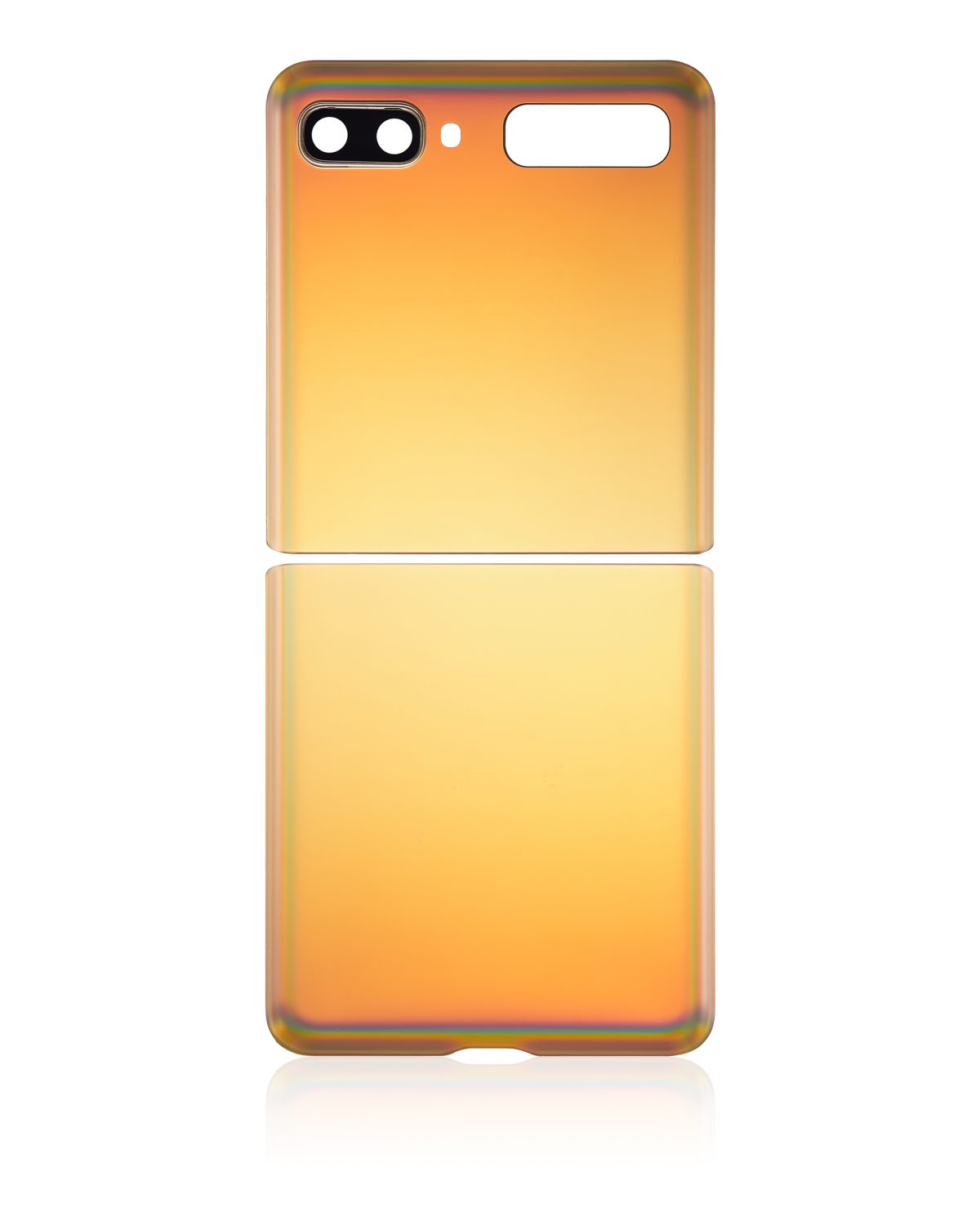 Üst ve Alt Arka Kapak Camı Kamera Lensiyle Samsung Galaxy Z Flip 4G Arka Kapak Camı Kamera Lensiyle (F700) / Z Flip 5G (F707) (Ayna Altın) İle Uyumlu - Görsel 3