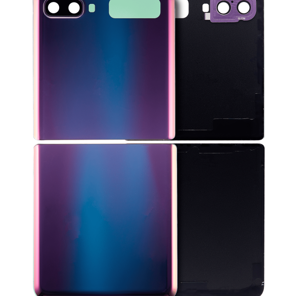 Üst ve Alt Arka Kapak Camı Kamera Lensiyle Samsung Galaxy Z Flip 4G (F700) / Z Flip 5G (F707) (Ayna Moru) İle Uyumlu
