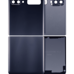 Üst ve Alt Arka Kapak Camı Kamera Lensiyle Samsung Galaxy Z Flip 4G (F700) / Z Flip 5G (F707) (Ayna Siyahı) İle Uyumlu