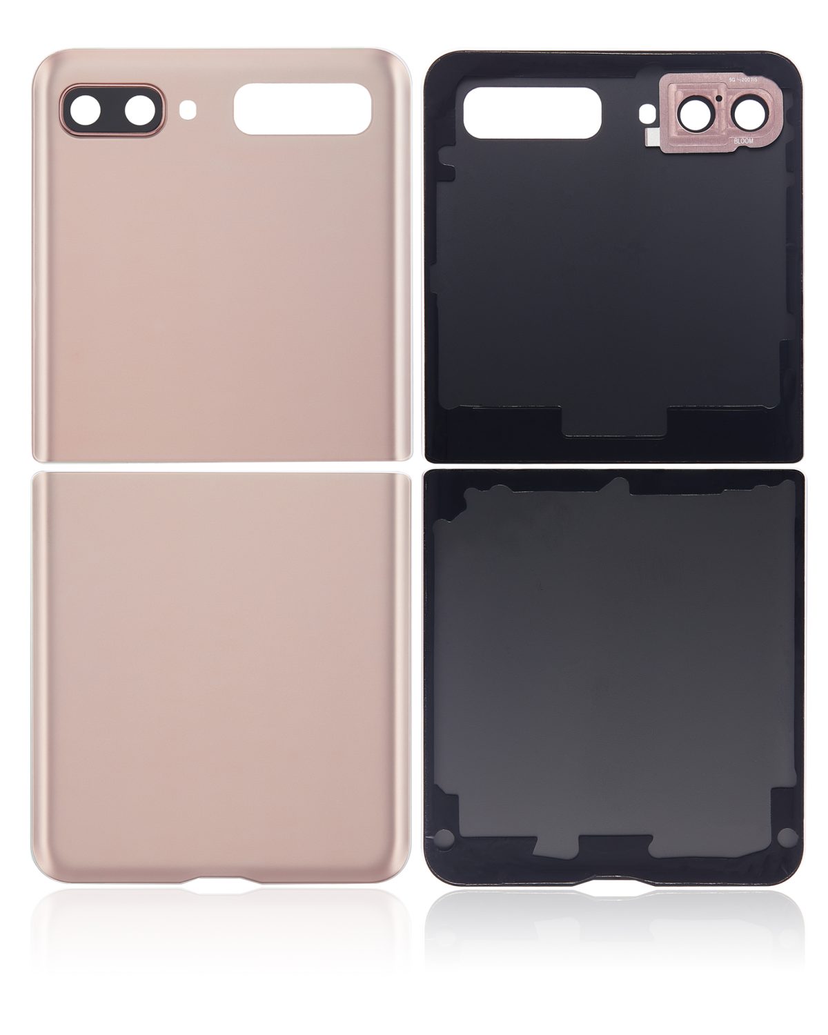 Üst ve Alt Arka Kapak Camı Kamera Lensiyle Samsung Galaxy Z Flip 4G Arka Kapak Camı Kamera Lensiyle  (F700) / Z Flip 5G (F707) (Gizemli Bronz) İle Uyumlu - Görsel 2
