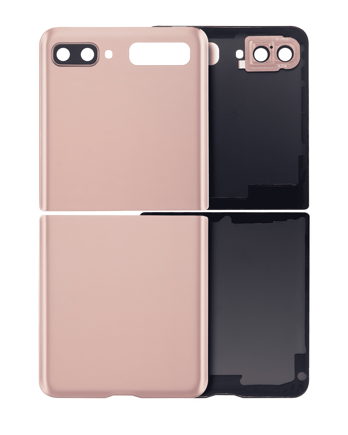 Üst ve Alt Arka Kapak Camı Kamera Lensiyle Samsung Galaxy Z Flip 4G (F700) / Z Flip 5G (F707) (Gizemli Bronz) İle Uyumlu