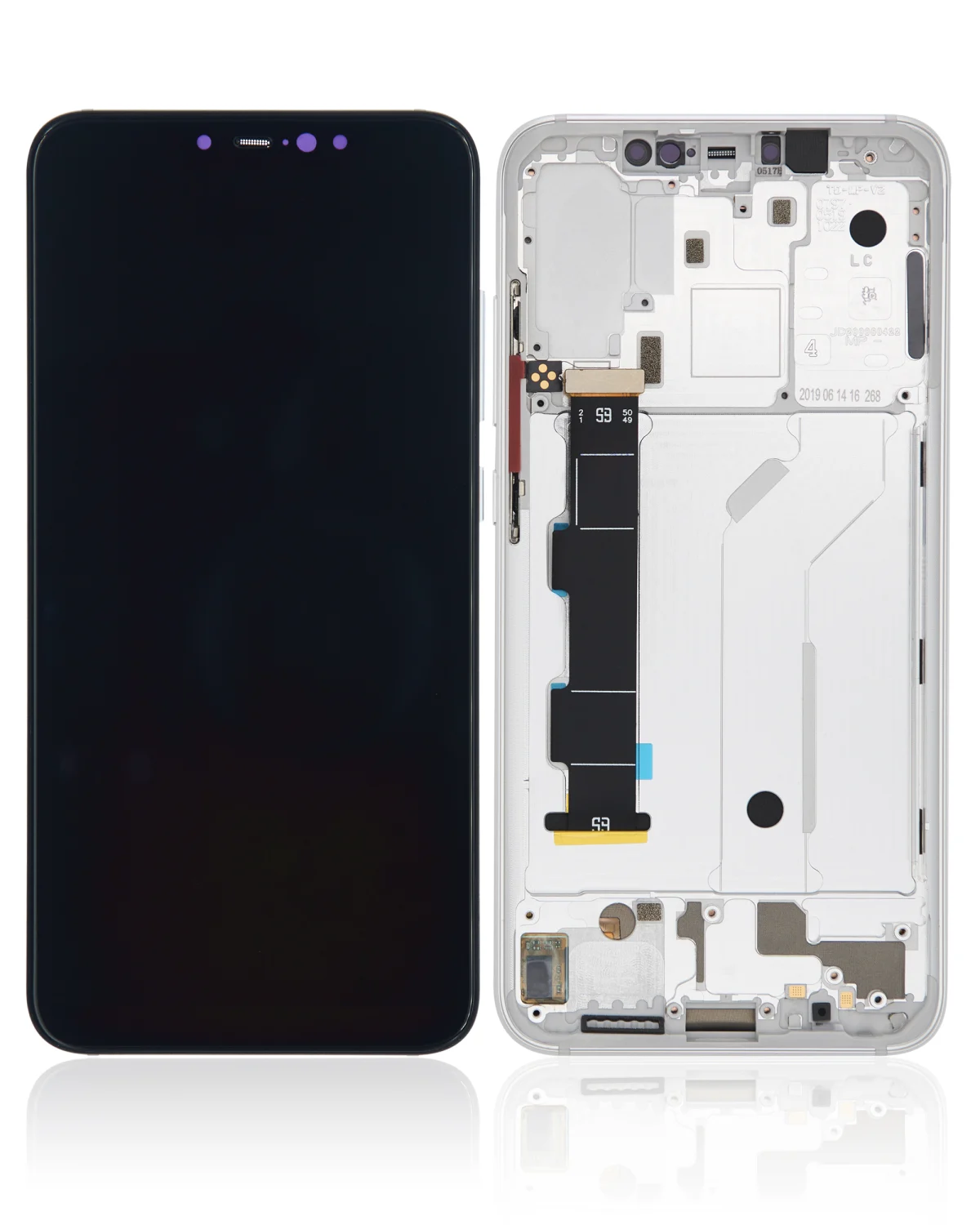 Xiaomi Mi 8 İle Uyumlu Aftermarket Plus) (Beyaz)  Çerçeveli