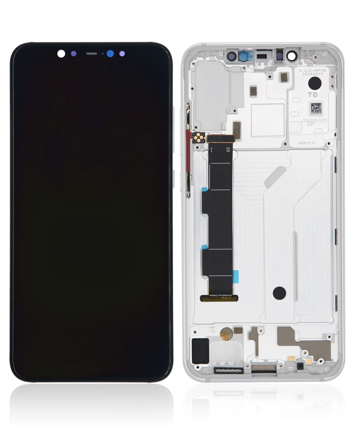 Xiaomi Mi 8 İle Uyumlu Ekran Dokunmatik Amoled Ekran) (Beyaz)  Çerçeveli