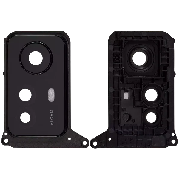 Xiaomi Redmi Note 12S İle Uyumlu Braketli Çerçeveli Arka Kamera Lensi (Onyx Siyah) Orijinal