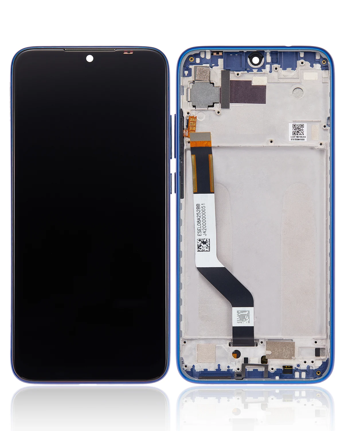 Xiaomi Redmi Note 7 İle Uyumlu / 7 Pro Orijinal (Mavi)  Çerçeveli Ekran Dokunmatik