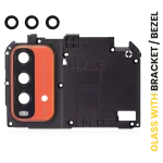 Xiaomi Redmi Note 9 4G İle Uyumlu Braketli / Çerçeveli Arka Kamera Lensi (Turuncu) Orijinal