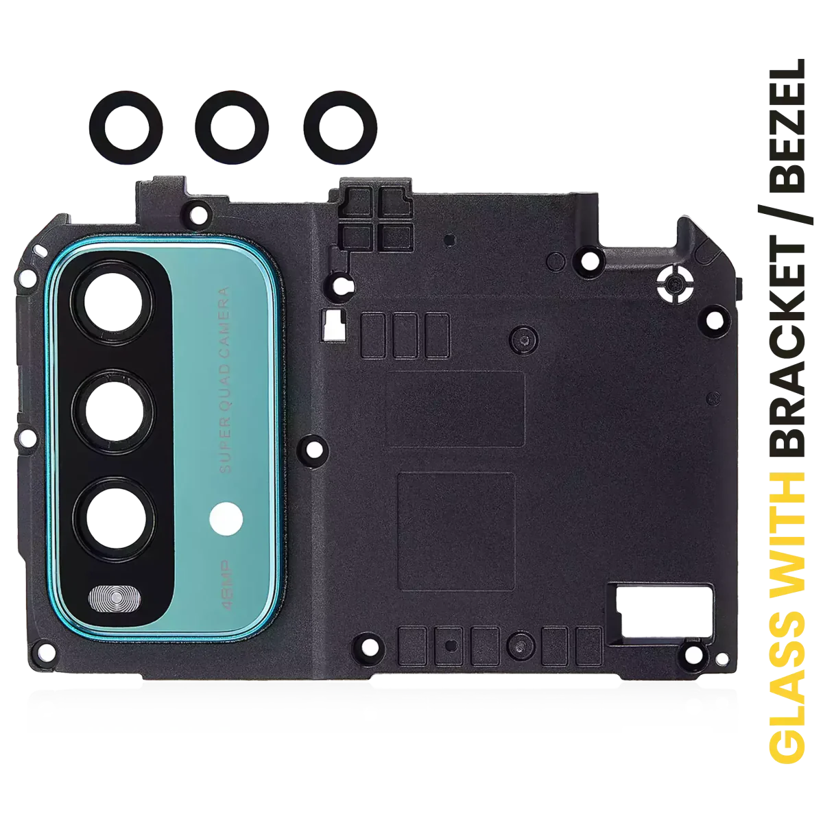 Xiaomi Redmi Note 9 4G İle Uyumlu Braketli / Çerçeveli Arka Kamera Lensi (Yeşil) Orijinal