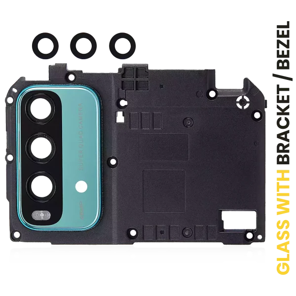 Xiaomi Redmi Note 9 4G İle Uyumlu Braketli / Çerçeveli Arka Kamera Lensi (Yeşil) Orijinal
