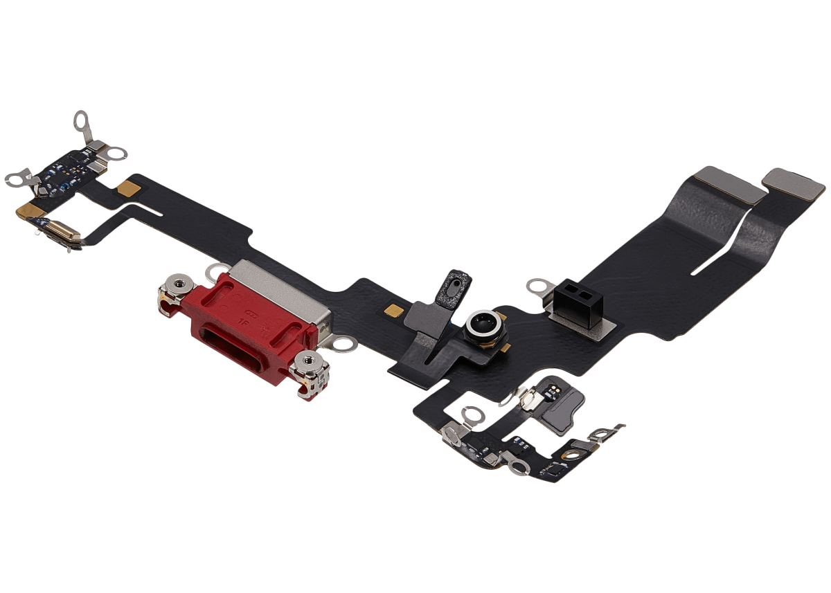 iphone 14 İle Uyumlu Şarj Yeri  Girişli ve Mikrofonlu Şarj Filmi Kırmızı - Görsel 3