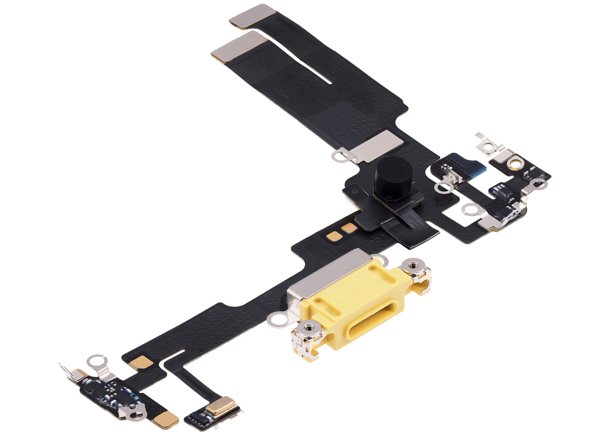 iphone 14 İle Uyumlu Şarj Yeri  Girişli ve Mikrofonlu Şarj Filmi Premium Sarı - Görsel 3