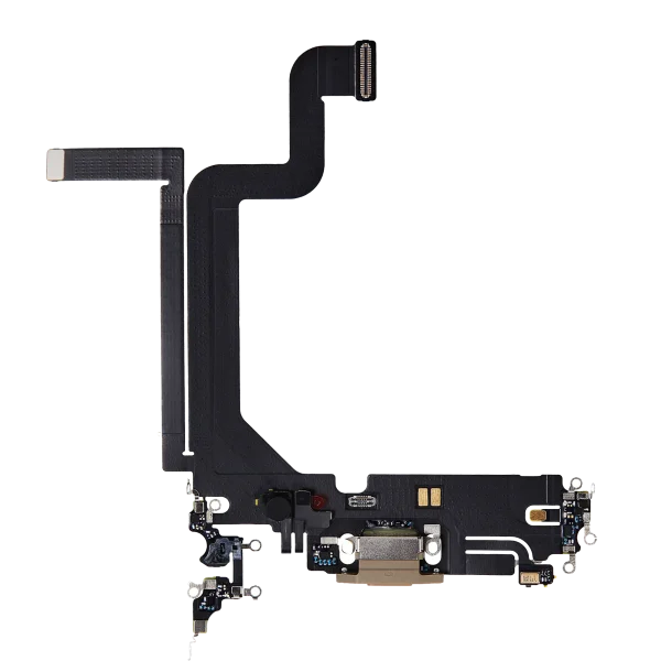 iphone 14 Pro Max İle Uyumlu Şarj Yeri  Girişli ve Mikrofonlu Şarj Filmi Premium Gold