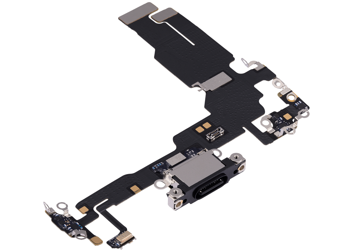 iphone 15 İle Uyumlu Şarj Yeri  Girişli ve Mikrofonlu Şarj Filmi Premium Siyah - Görsel 3