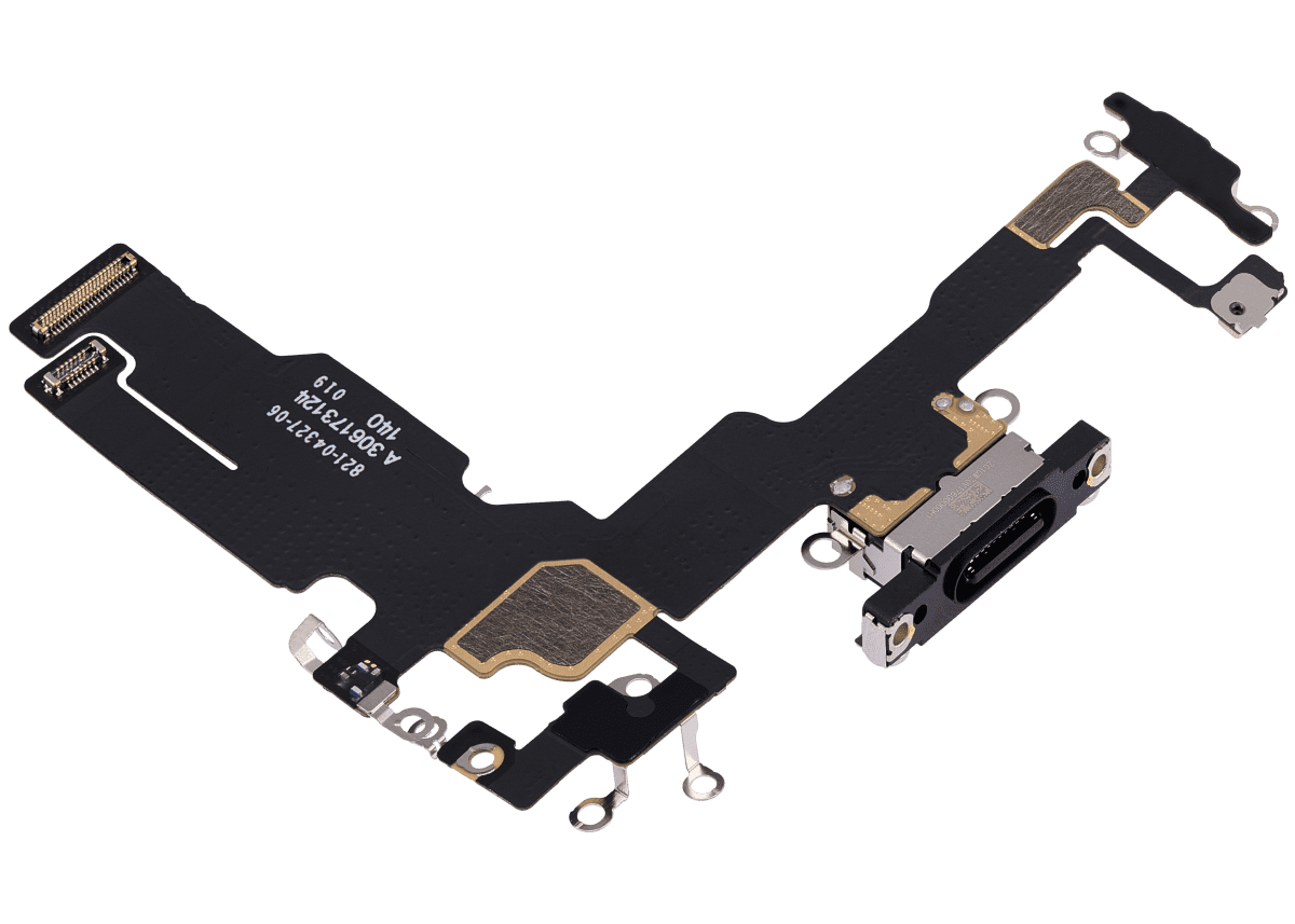 iphone 15 İle Uyumlu Şarj Yeri  Girişli ve Mikrofonlu Şarj Filmi Premium Siyah - Görsel 4