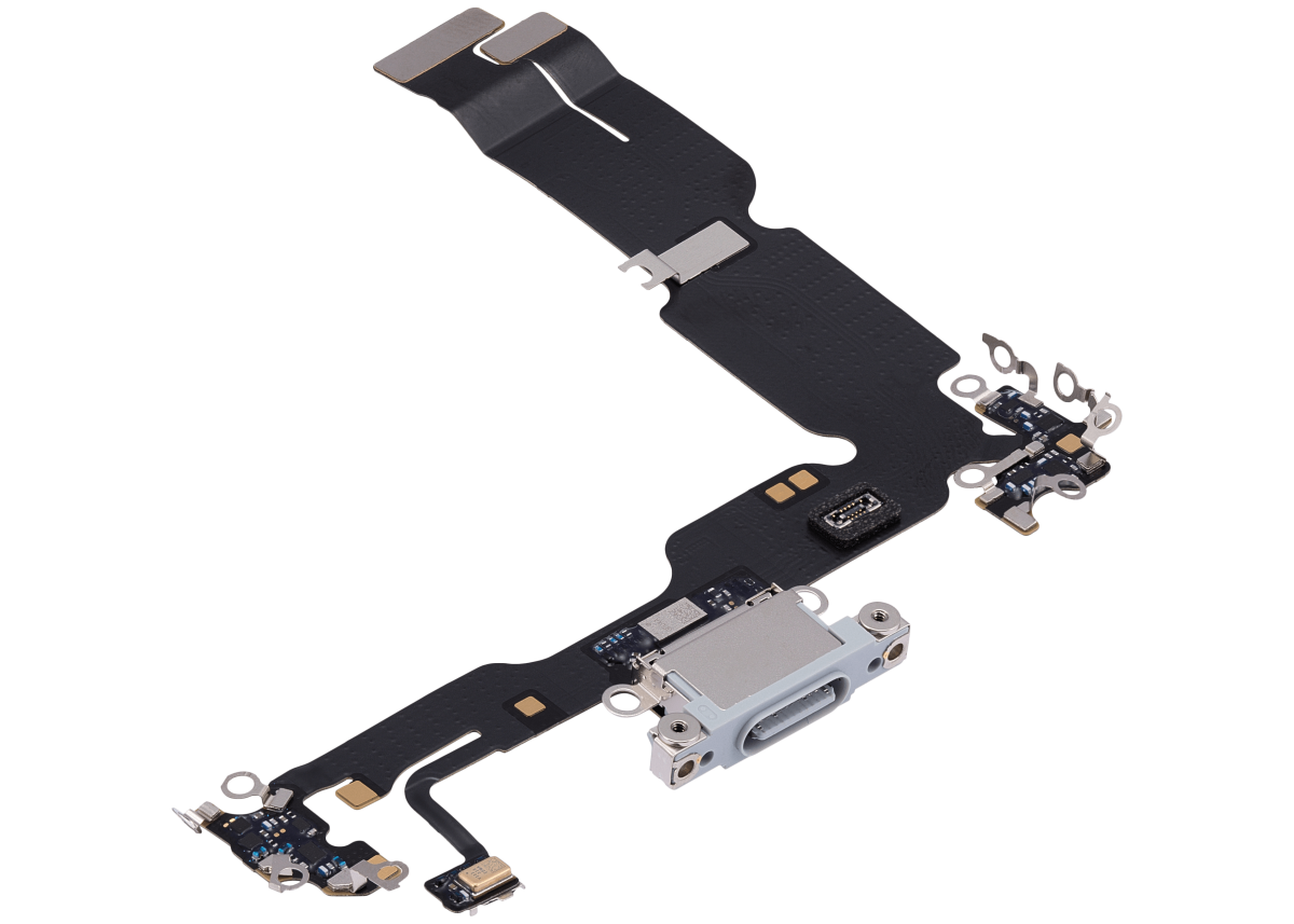 iphone 15 Plus İle Uyumlu Şarj Yeri  Girişli ve Mikrofonlu Şarj Filmi Premium Mavi - Görsel 3