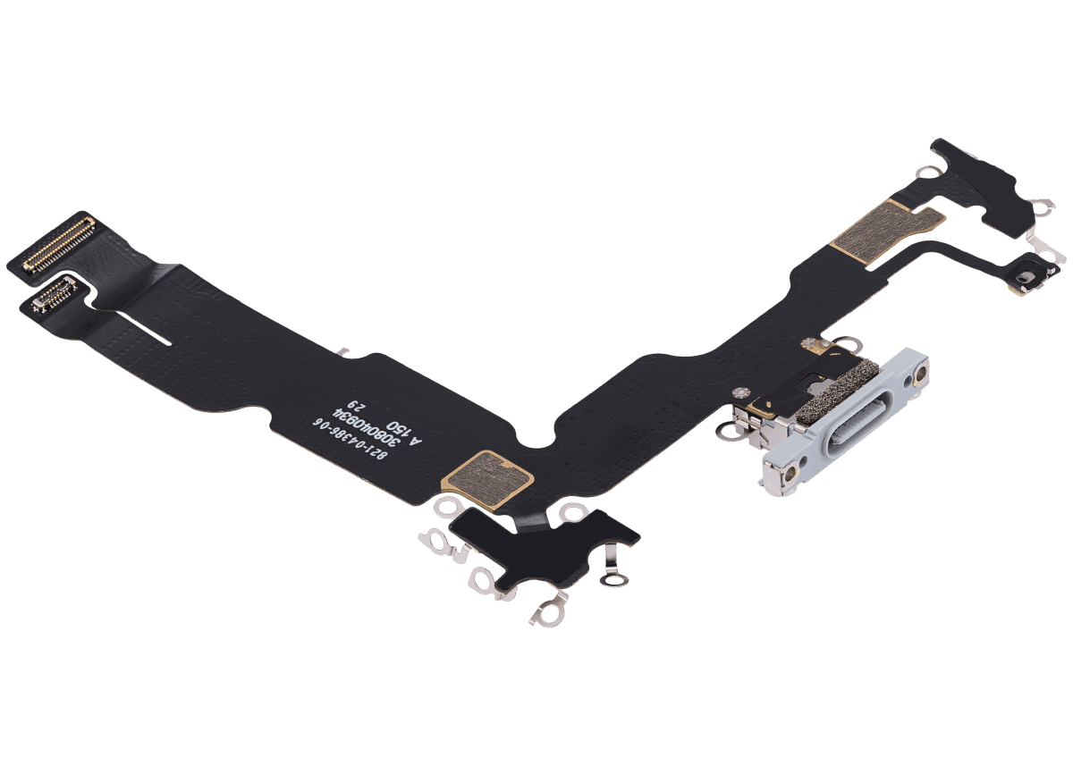 iphone 15 Plus İle Uyumlu Şarj Yeri  Girişli ve Mikrofonlu Şarj Filmi Premium Mavi - Görsel 4