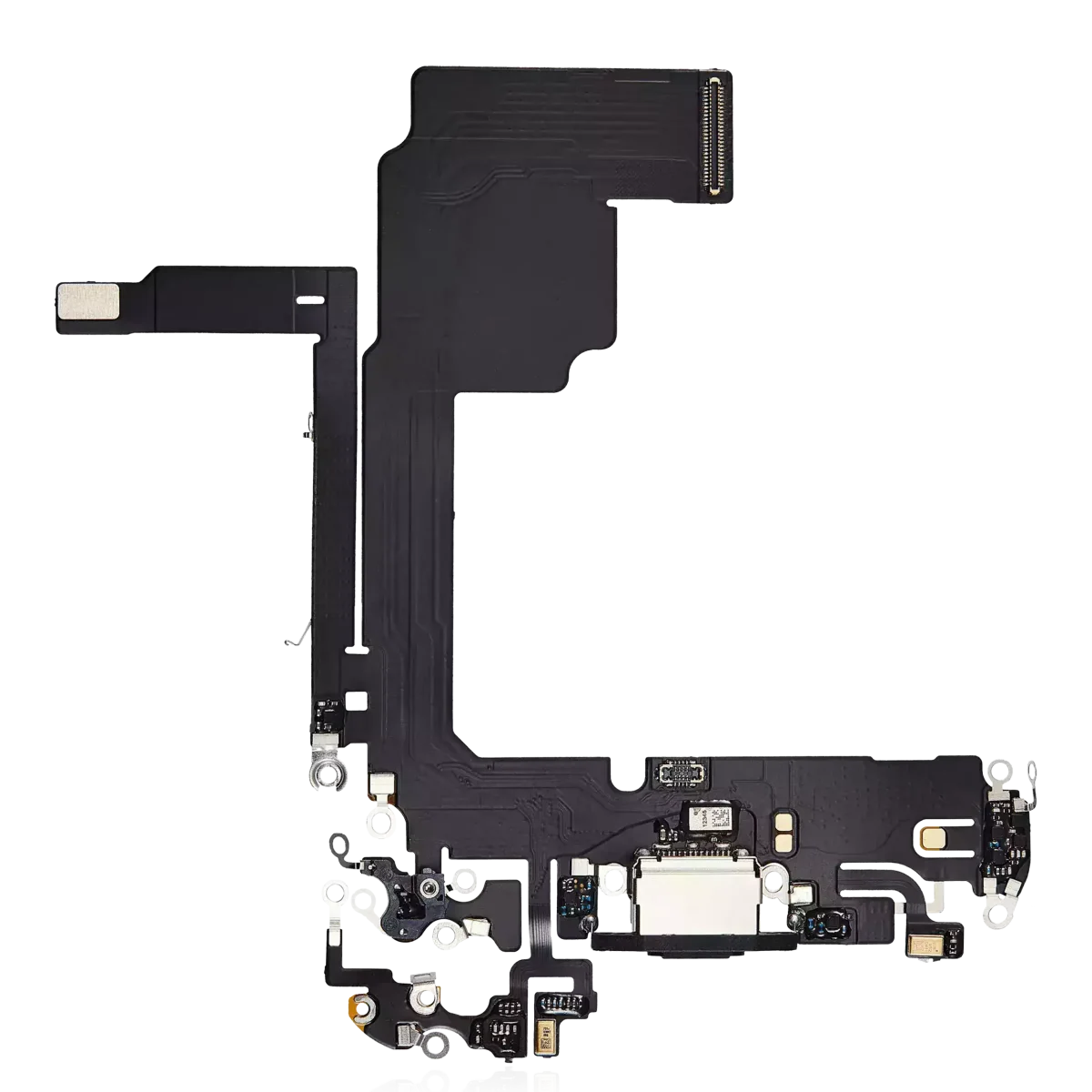 iphone 15 Pro İle Uyumlu Şarj Yeri  Girişli ve Mikrofonlu Şarj Filmi Premium Siyah Titanyum